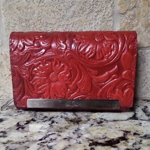 Patricia Nash Red Tooled Cametti Wallet